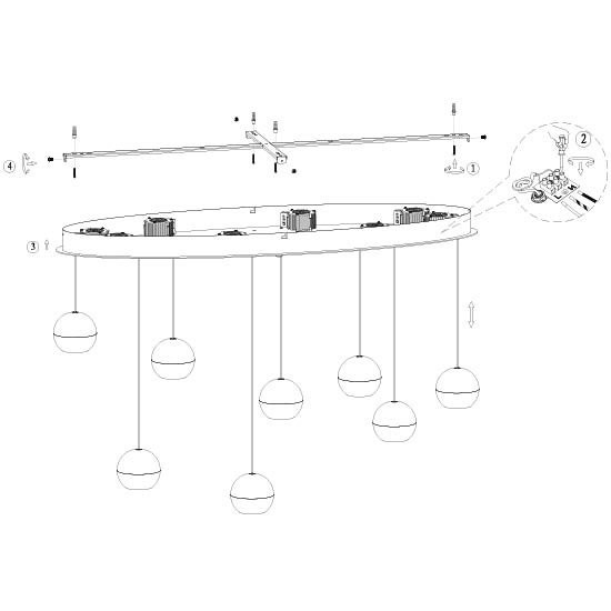Belluno 4591ME – 8-lichts hanglamp ovaal met cable lift - Afbeelding 10