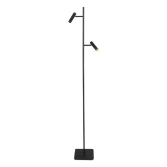 Vloerlamp Lumo 4608ZW – strakke tweelichts zwarte LED leeslamp