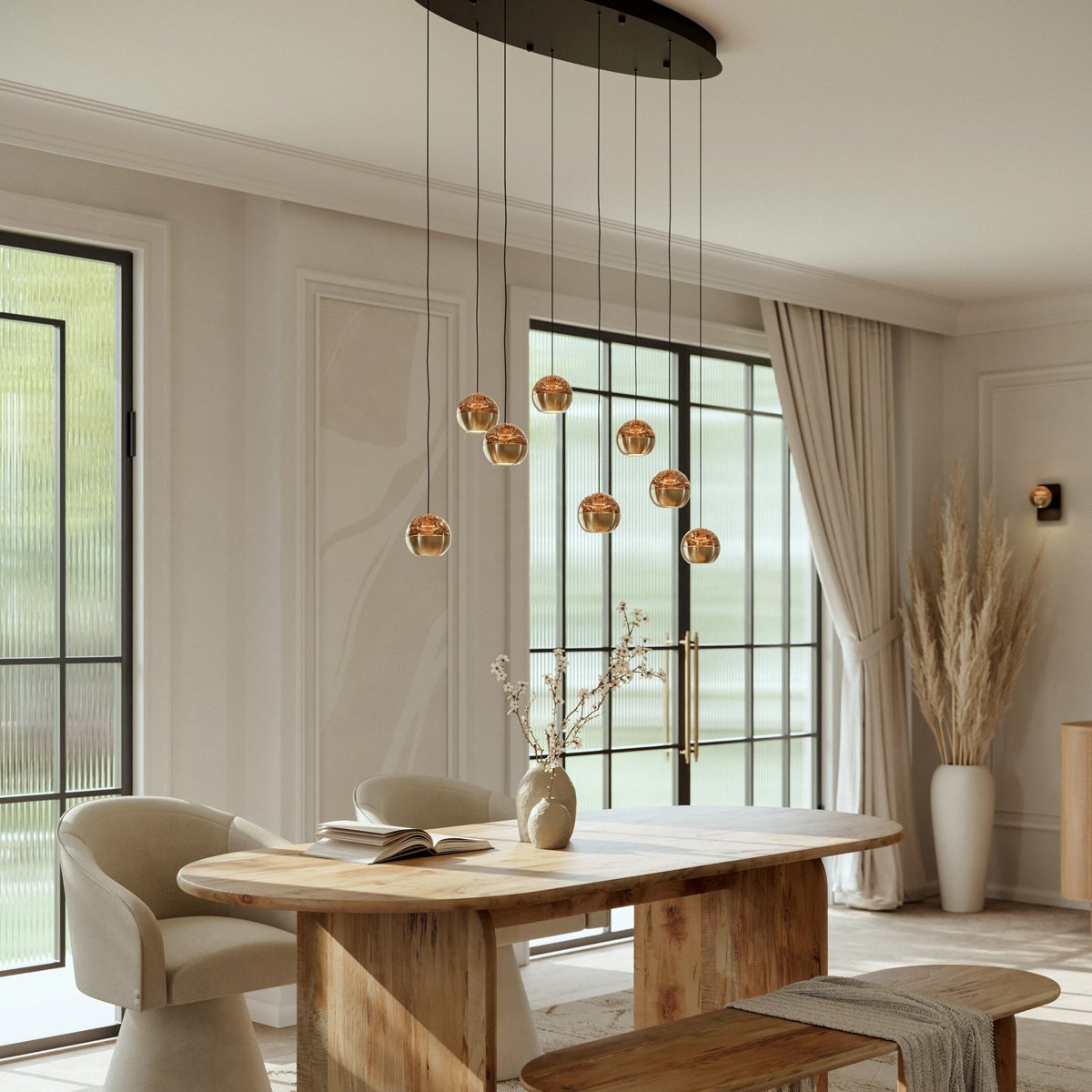 Belluno 4591ME – 8-lichts hanglamp ovaal met cable lift - Afbeelding 4