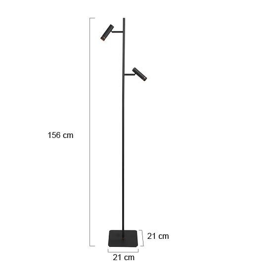 Vloerlamp Lumo 4608ZW – strakke tweelichts zwarte LED leeslamp - Afbeelding 7