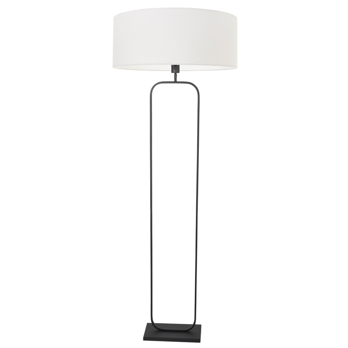 Vloerlamp Stang 4822ZW - zwart armatuur met wit linnen kap