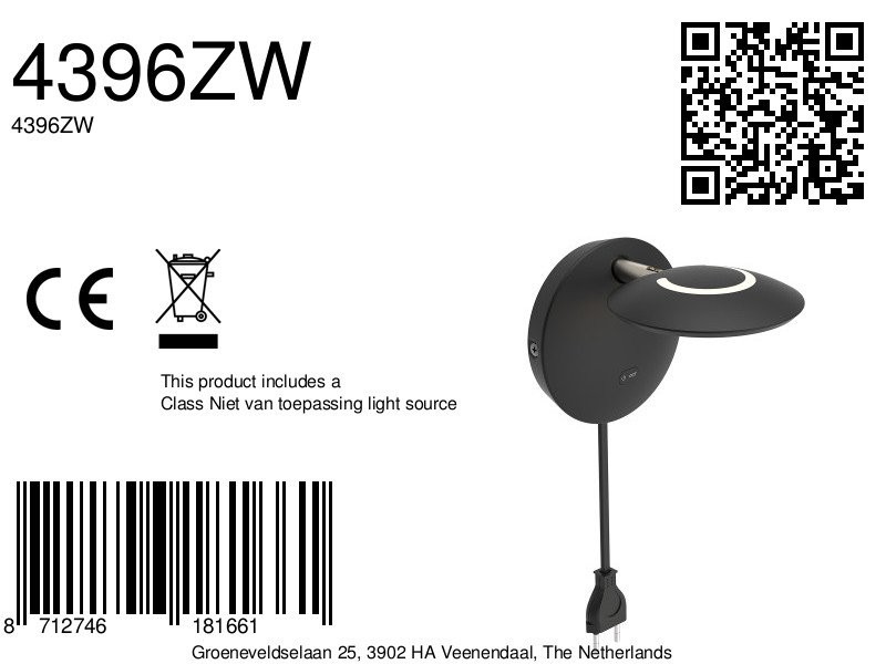 Zwarte wandlamp Zenith 2 4396ZW verstelbaar met LED - Afbeelding 8