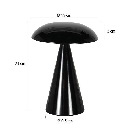Tafellamp Mush 4856ZW - glanzende zwarte oplaadbare sfeerlamp - Afbeelding 6