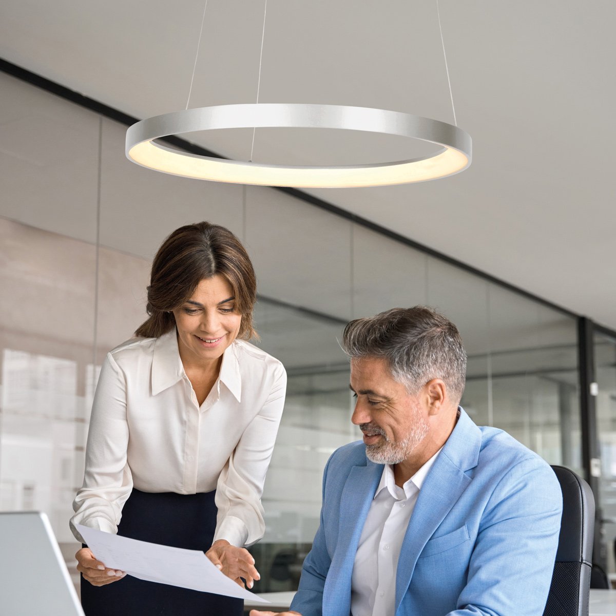 Stalen hanglamp Ringlede 4612ST met cable-lift systeem - Afbeelding 3