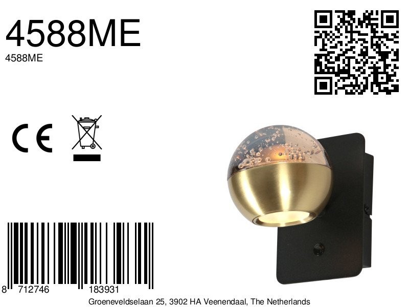 Belluno 4588ME – Messing wandlamp met warme sfeer - Afbeelding 9