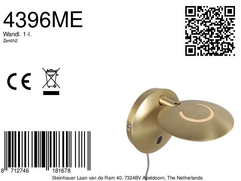 Messing wandlamp Zenith 2 4396ME verstelbaar LED design - Afbeelding 8