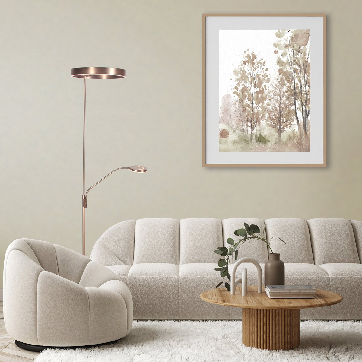 Soleil 2 4388BR – Bronskleurige vloerlamp met uplight en flexibele leesarm - Afbeelding 4