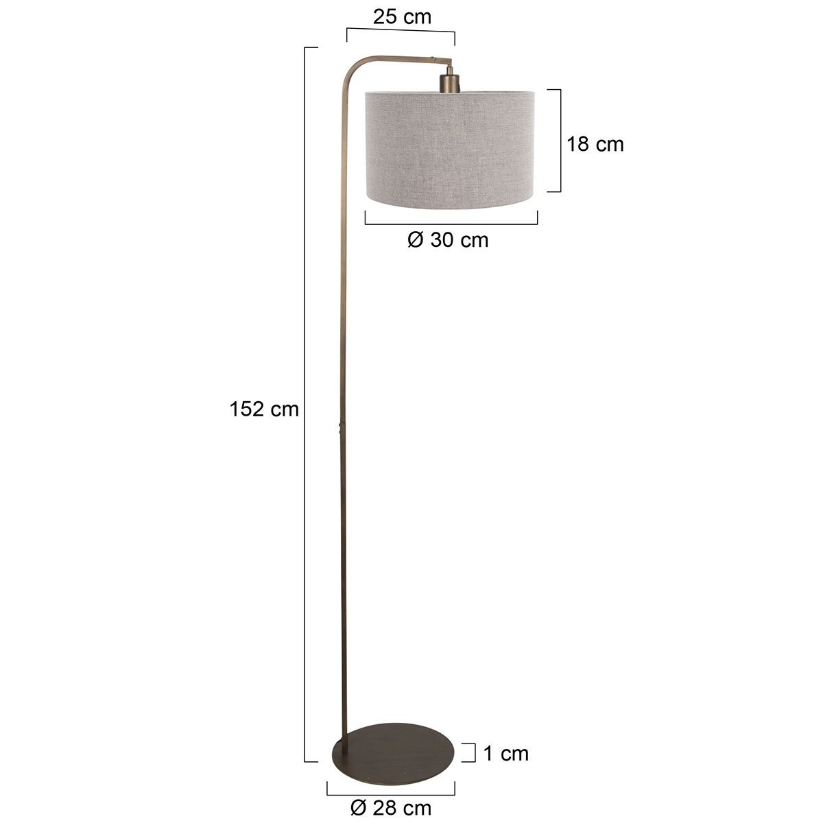 Vloerlamp Stang 4803BR met grof grijze linnen kap - Afbeelding 6