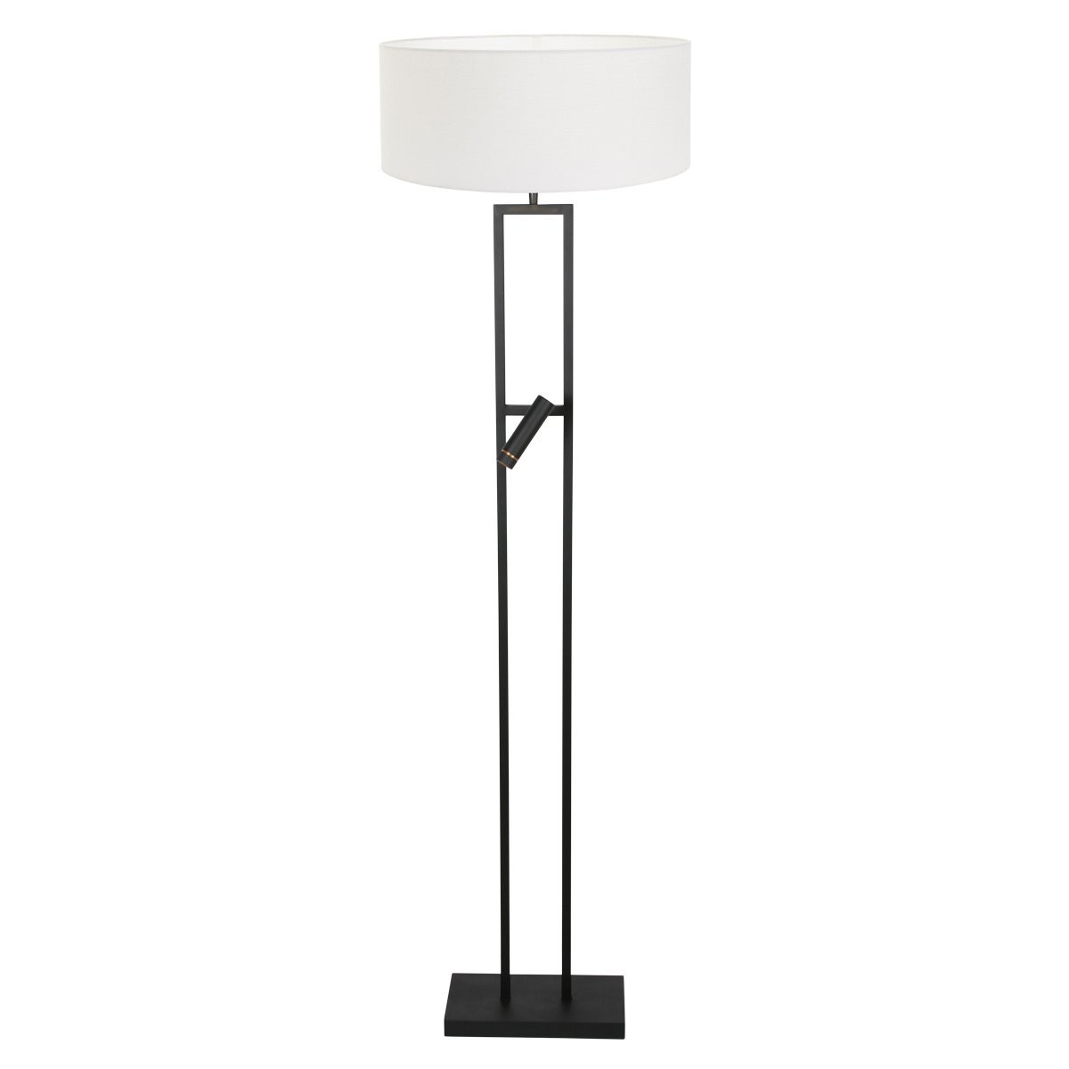 Vloerlamp Stang 4725ZW met grof wit linnen kap en leeslicht - Afbeelding 2