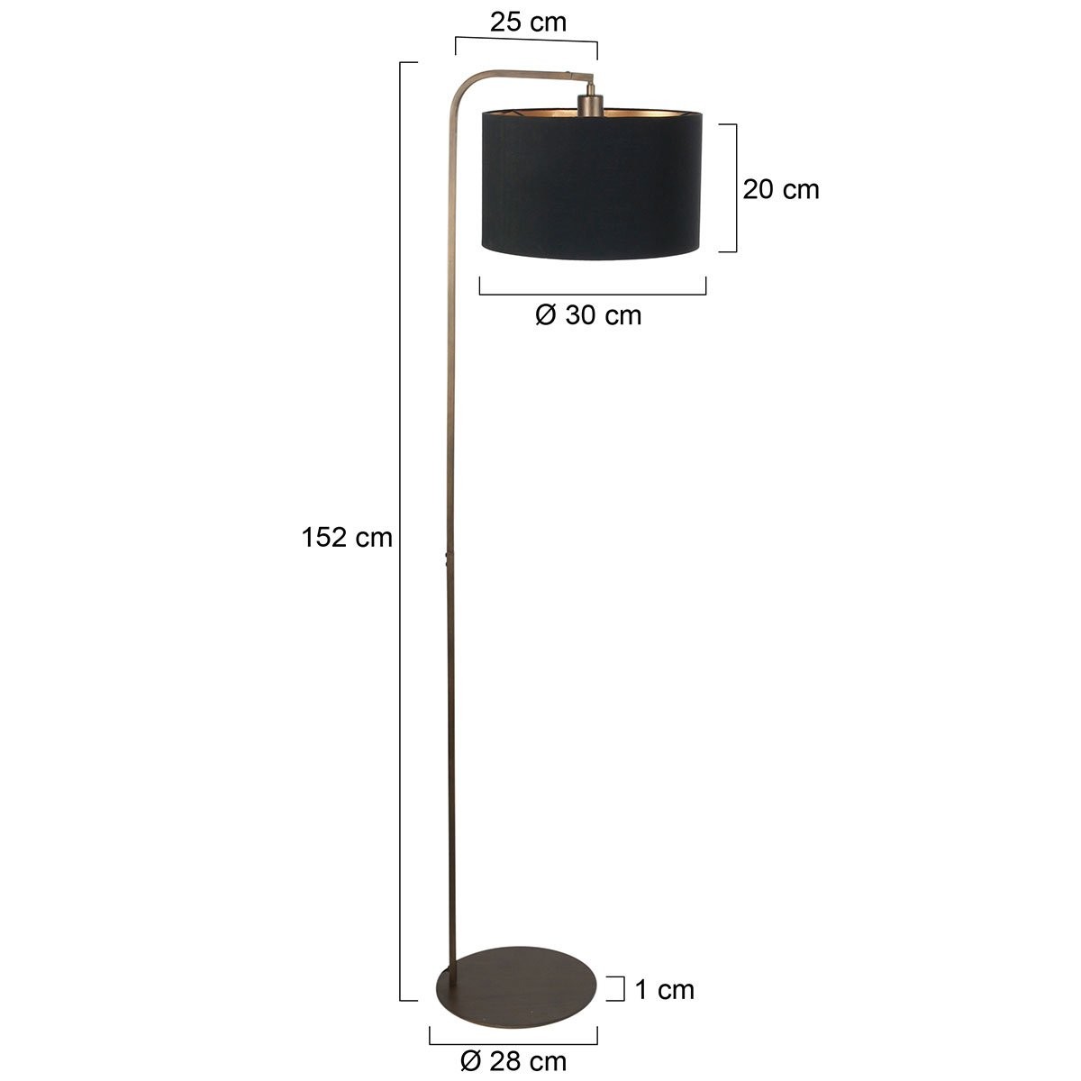 Vloerlamp Stang 4800BR met zwart linnen kap - Afbeelding 7