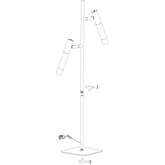 Steinhauer Alisio 4597ZW – Zwarte 2-lichts LED vloerlamp met luxe glas en pushdimmers - Afbeelding 10