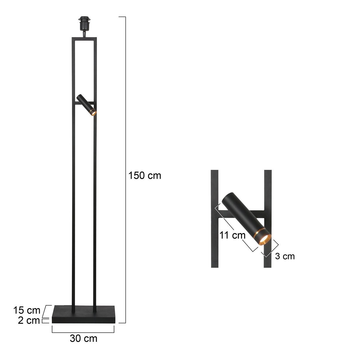 Vloerlamp Stang 4720ZW zwart armatuur met leeslicht - Afbeelding 6