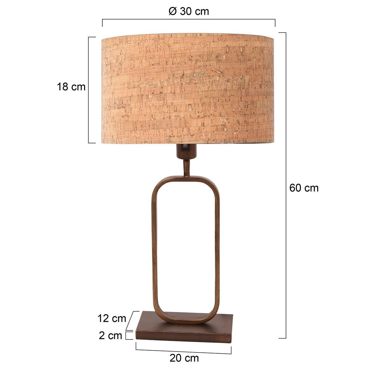 Tafellamp Stang 4813BR met kurkstructuur kap voor sfeerlicht - Afbeelding 6