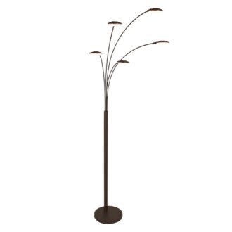 5-lichts vloerlamp Synna 1327CA – Cacao kleurige LED booglamp met dimfunctie
