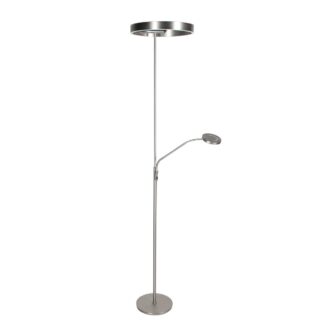 Stalen vloerlamp Soleil 2 4388ST – LED uplighter met leesarm