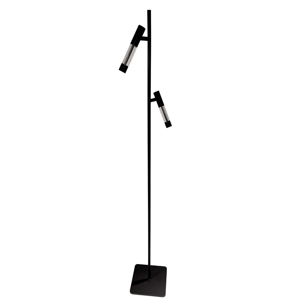 Steinhauer Alisio 4597ZW – Zwarte 2-lichts LED vloerlamp met luxe glas en pushdimmers - Afbeelding 3