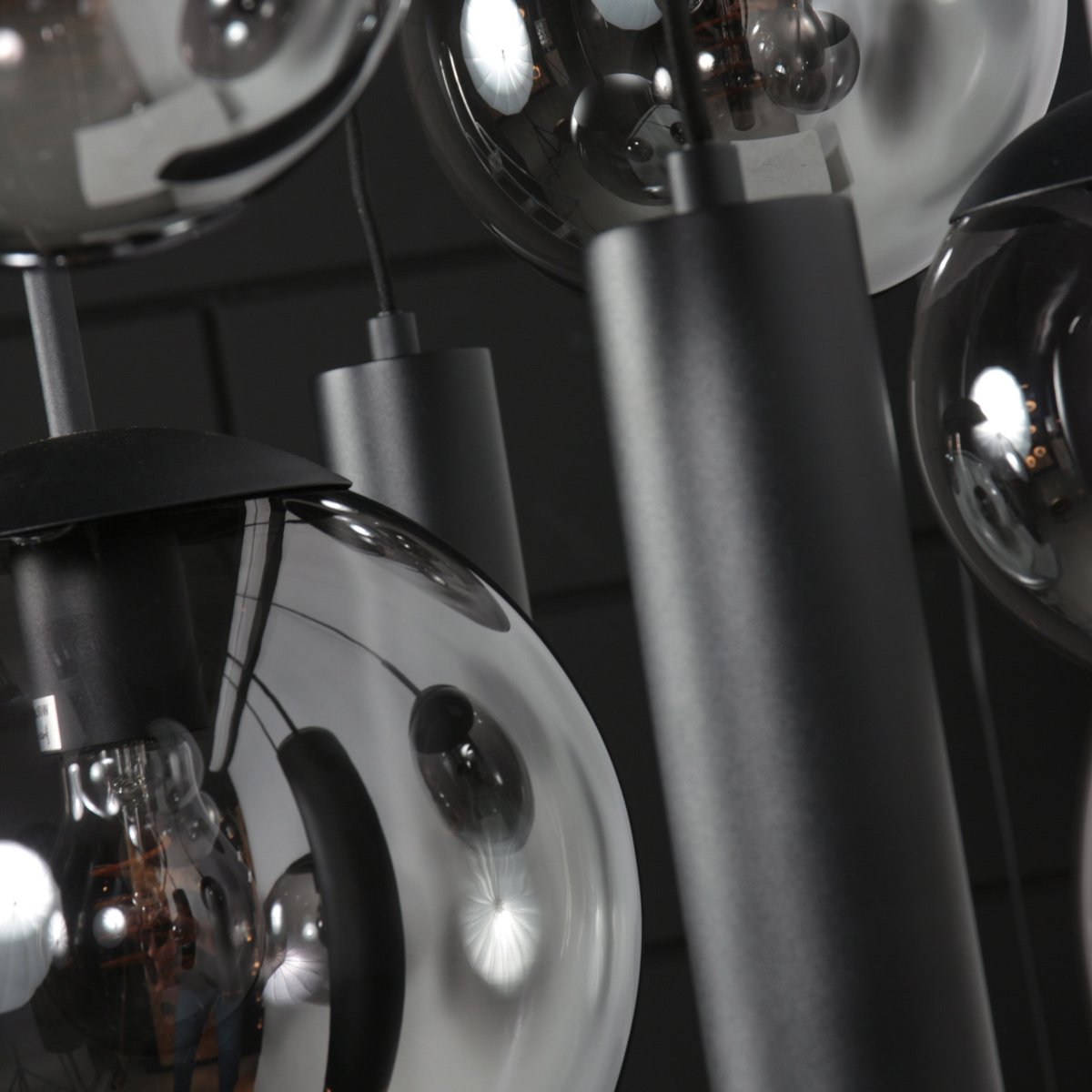 Zwarte hanglamp Bollique 4846ZW, 9-lichts design voor eettafel - Afbeelding 12