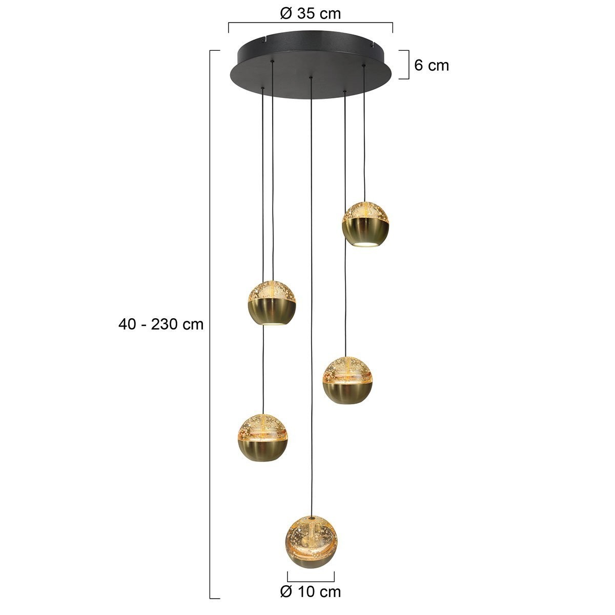 Belluno 4585ME – Luxe hanglamp in messing met 5 lichtpunten - Afbeelding 8