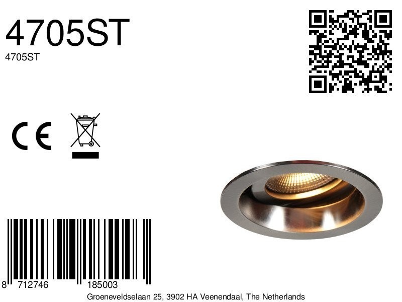 Pelite 4705ST – Staalkleurige inbouwspot met twee lichtstanden - Afbeelding 7