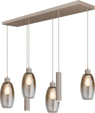 Hanglamp Masterlight Olive 6-lichts, beige/terra - Plafondplaat beige/terra 130x25cm