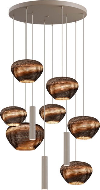 Hanglamp Masterlight Carta Trendy 10 – Lichtbeige terra Ø70 cm – 350 cm lang