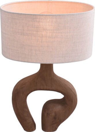 Tafellamp Masterlight Woodie natuurlijk hout - Hoogte 53cm - Ovale lampenkamp Oslo naturel 35/23/18