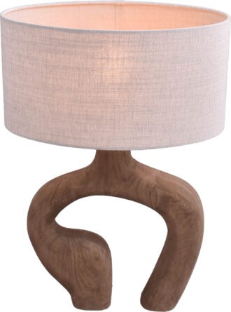 Tafellamp Masterlight Woodie natuurlijk hout - Hoogte 59cm - Ovale lampenkamp Oslo naturel 40/27/20