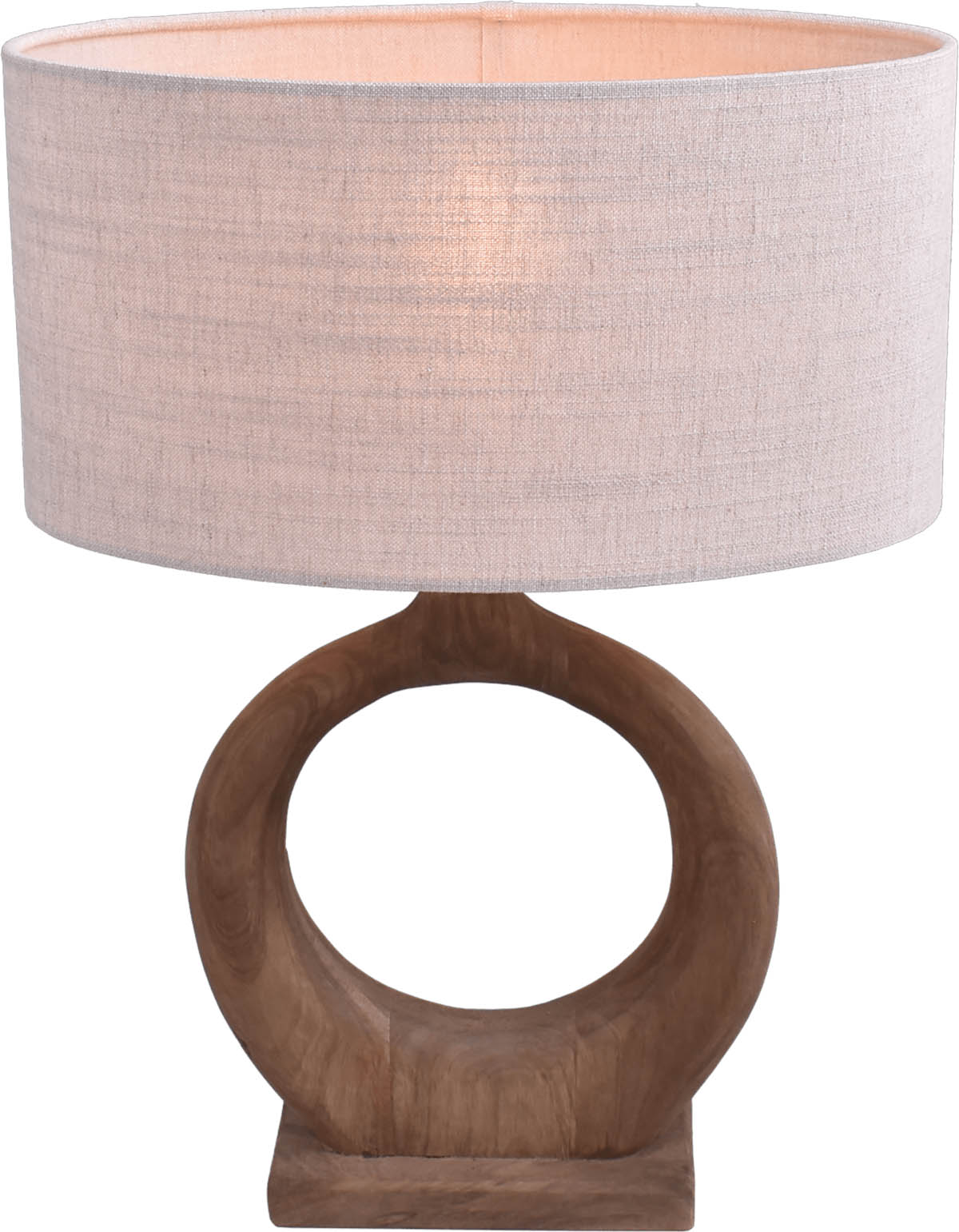 Tafellamp Masterlight Woodie rond natuurlijk hout - Hoogte 54cm - Ovale lampenkamp Oslo naturel 40/27/20