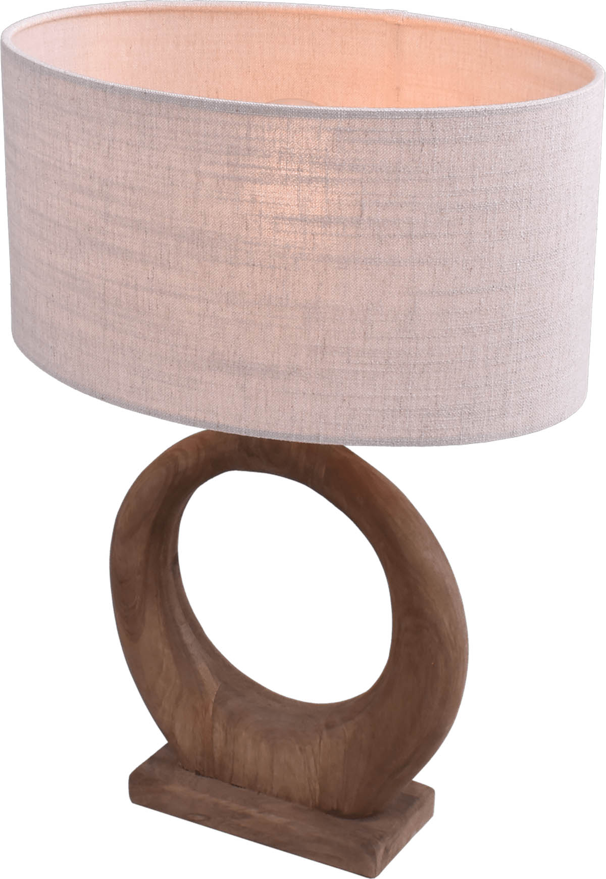 Tafellamp Masterlight Woodie rond natuurlijk hout - Hoogte 54cm - Ovale lampenkamp Oslo naturel 40/27/20 - Afbeelding 2