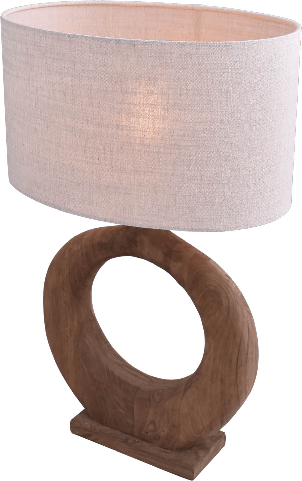 Tafellamp Masterlight Woodie rond natuurlijk hout - Hoogte 70cm - Ovale lampenkamp Oslo naturel 45/30/25 - Afbeelding 3