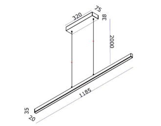 Hanglamp KONDORA 120cm - Aluminium