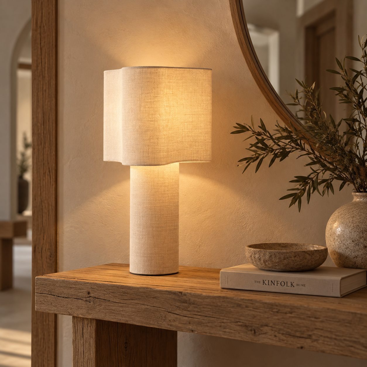 Table lamp Ø25x50 cm BRANY linen natural - Afbeelding 2