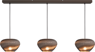 Hanglamp Carta Trendy 3-lichts cacao met kappen Ø29 cm – 130 cm
