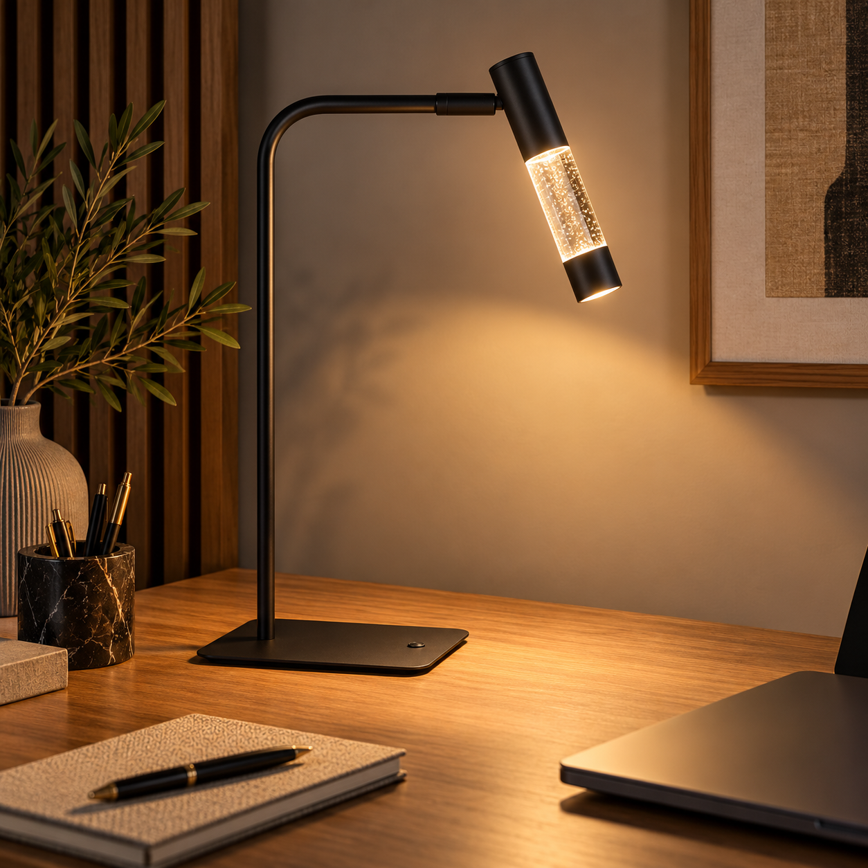 Steinhauer Alisio 4593ZW – Zwarte LED tafellamp met luxe glas en pushdimmer - Afbeelding 2
