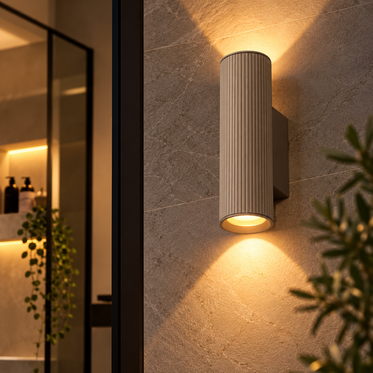 Artdelight Ribella wandlamp champagne – 2-lichts GU10 IP44 - Afbeelding 2