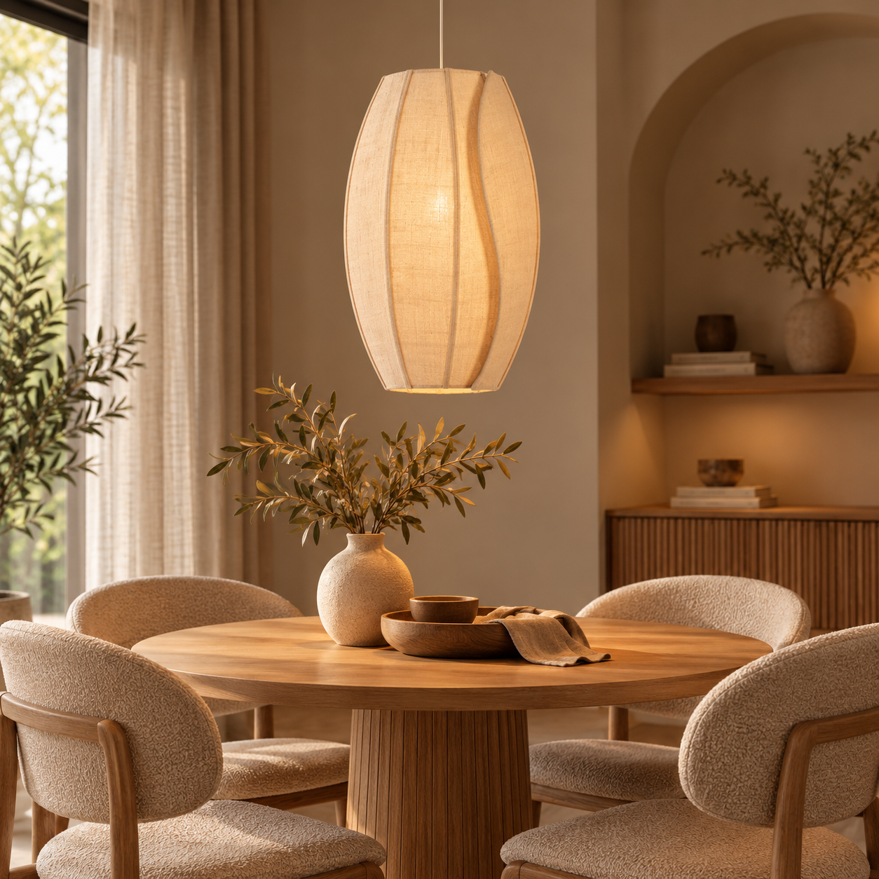 Hanging lamp Ø39x56,5 cm MELAMBA beige - Afbeelding 2